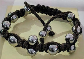 Adjustable Ball Shambhala Bracelet with Brown Cord (Size 6.5-9.5, Adjustable) 8678158 0