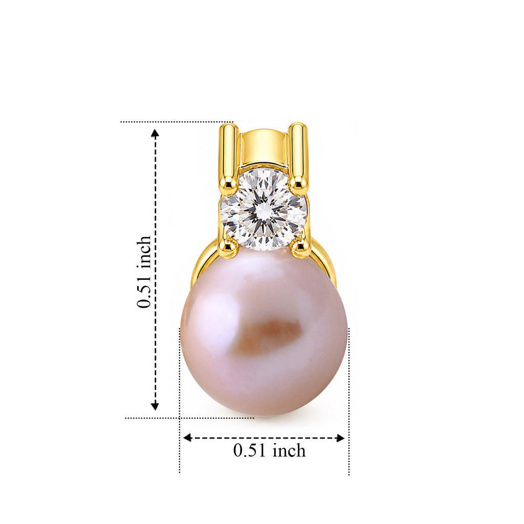 Peach Fresh Water Pearl & White Cubic Zirconia Beads Earring with Push Back 5.50 Ct._8678166_3