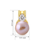 Peach Fresh Water Pearl & White Cubic Zirconia Beads Earring with Push Back 5.50 Ct._8678166_3