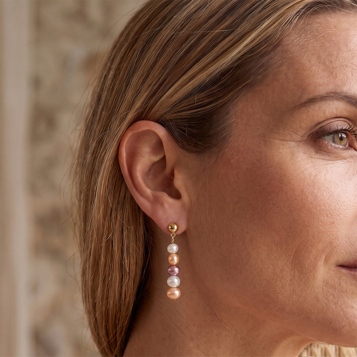 Multi Color Fresh Water Pearl Dangle Earring with Push Back 8678169 2