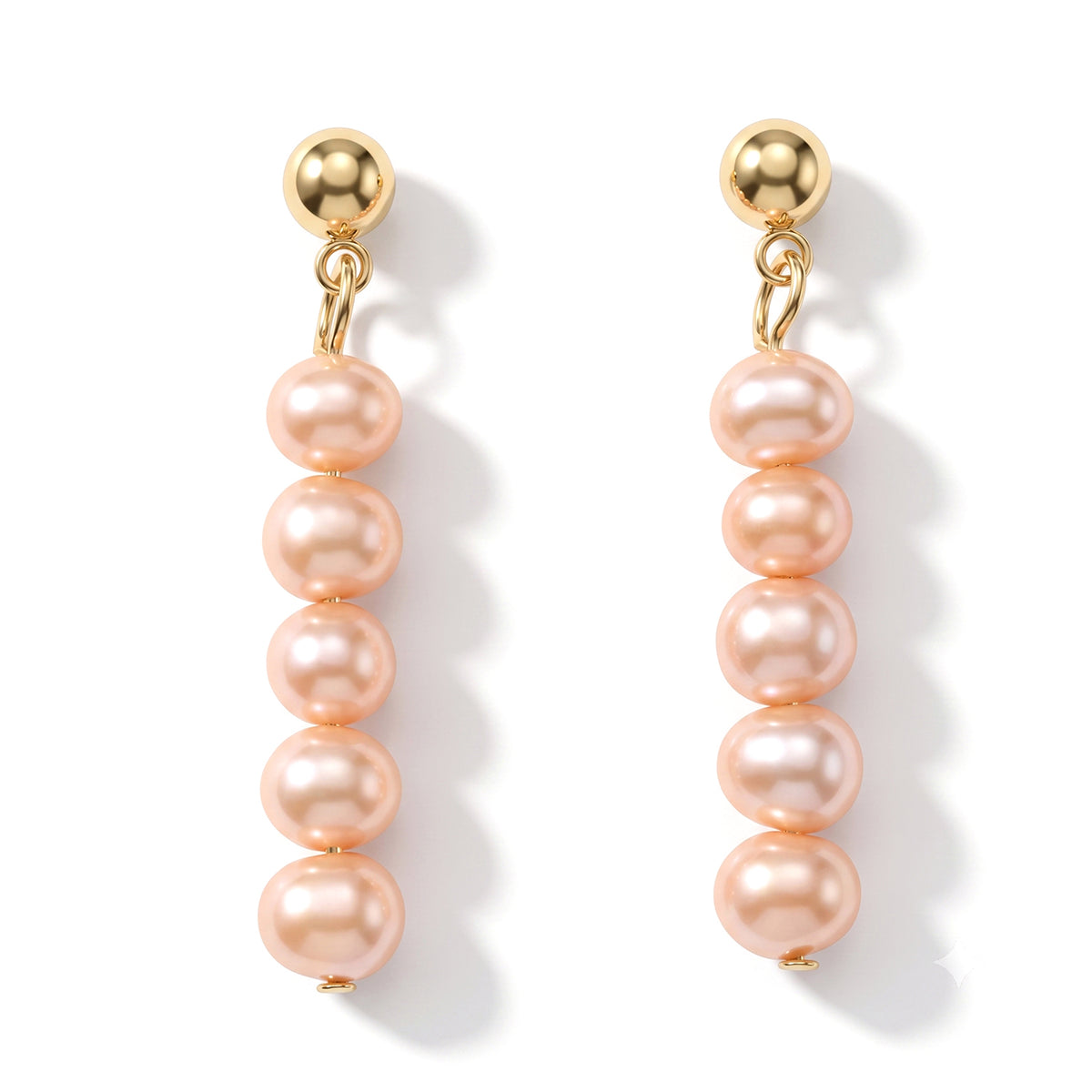 Peach Fresh Water Pearl Dangle Earring with Push Back V32746243 0