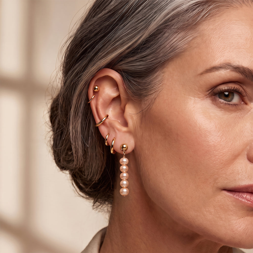 Peach Fresh Water Pearl Dangle Earring with Push Back 5.00 Ct._8678170_2