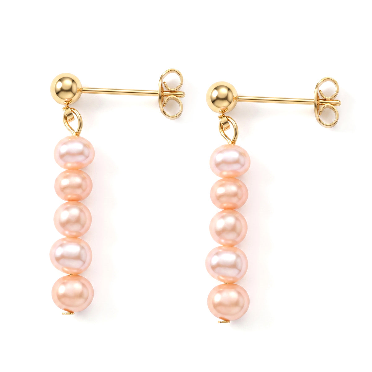 Peach Fresh Water Pearl Dangle Earring with Push Back V32746243 3