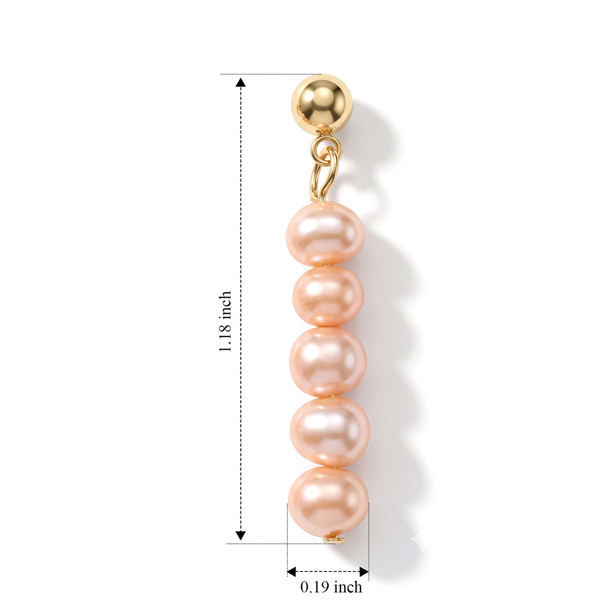 Peach Fresh Water Pearl Dangle Earring with Push Back V32746243 4