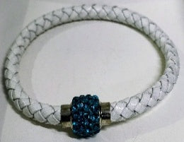 Ocen Blue Crystal Braided White Bracelet (Size - 7.5) with Magnetic Lock 2.00 Ct. V32751970 0