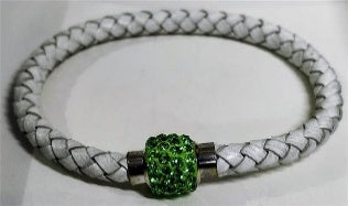 Green Crystal Braided White Bracelet (Size - 7.5) with Magnetic Lock 2.00 Ct. V32750432 0
