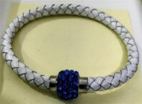 Navy Blue Crystal Braided White Bracelet (Size - 7.5) with Magnetic Lock 2.00 Ct. V32746630 0