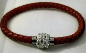 White Crystal Braided Red Bracelet (Size - 7.5) with Magnetic Lock 2.00 Ct. V32753937 0