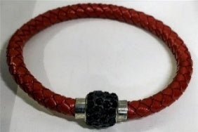 Black Crystal Braided Red Bracelet (Size - 7.5) with Magnetic Lock 2.00 Ct. 8678536 1