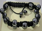 Hematite Ball Shambhala Bracelet with Black Cord (Size 6.5-9.5, Adjustable) 120.00 Ct._8678548