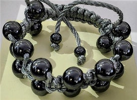 Hematite Ball Shambhala Bracelet with Grey Cord (Size 6.5-9.5, Adjustable) 210.00 Ct. V32744829 0