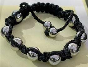 Adjustable Ball Shambhala Bracelet with Black Cord (Size 6.5-9.5, Adjustable) V32602724 0