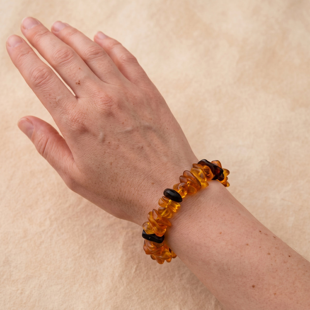Multi Color Amber Stretchable Bracelet (Size - 7.5) 70.00 Ct. 8678863 2