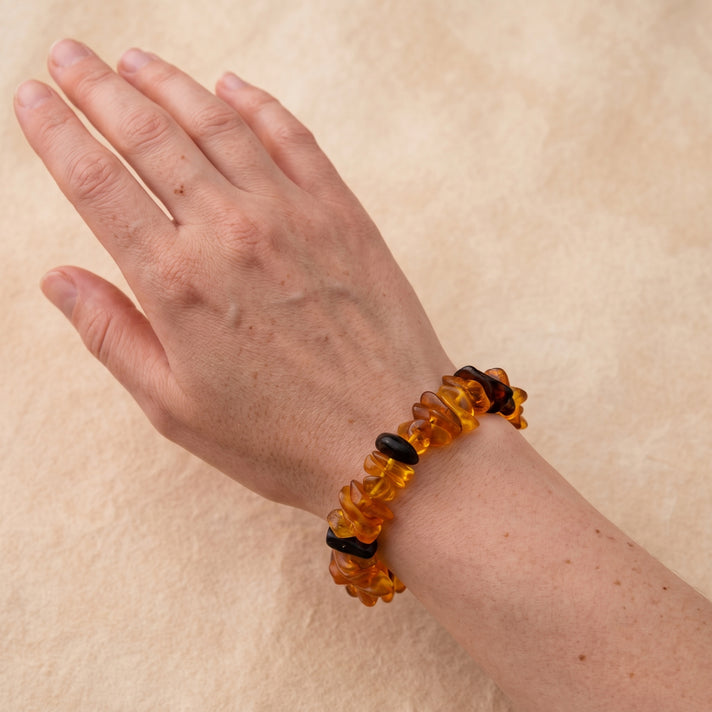 Multi Color Amber Stretchable Bracelet (Size - 7.5) 70.00 Ct. 8678863 2