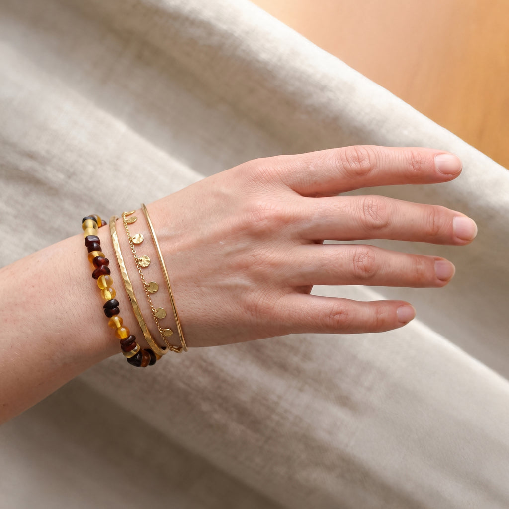Multi Color Amber Stretchable Beads Bracelet (Size - 7.5) 20.00 Ct._8678898_2