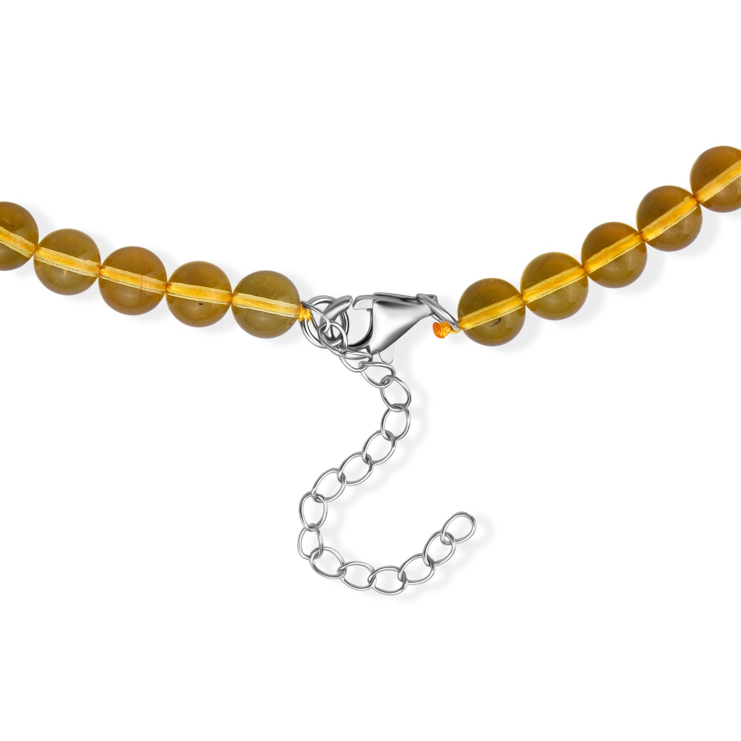 D'Joy - Amber Adjustable Beads Necklace (Size - 20+2 Ext) in Rhodium Overlay Sterling Silver 55.00 Ct. 8679391 2