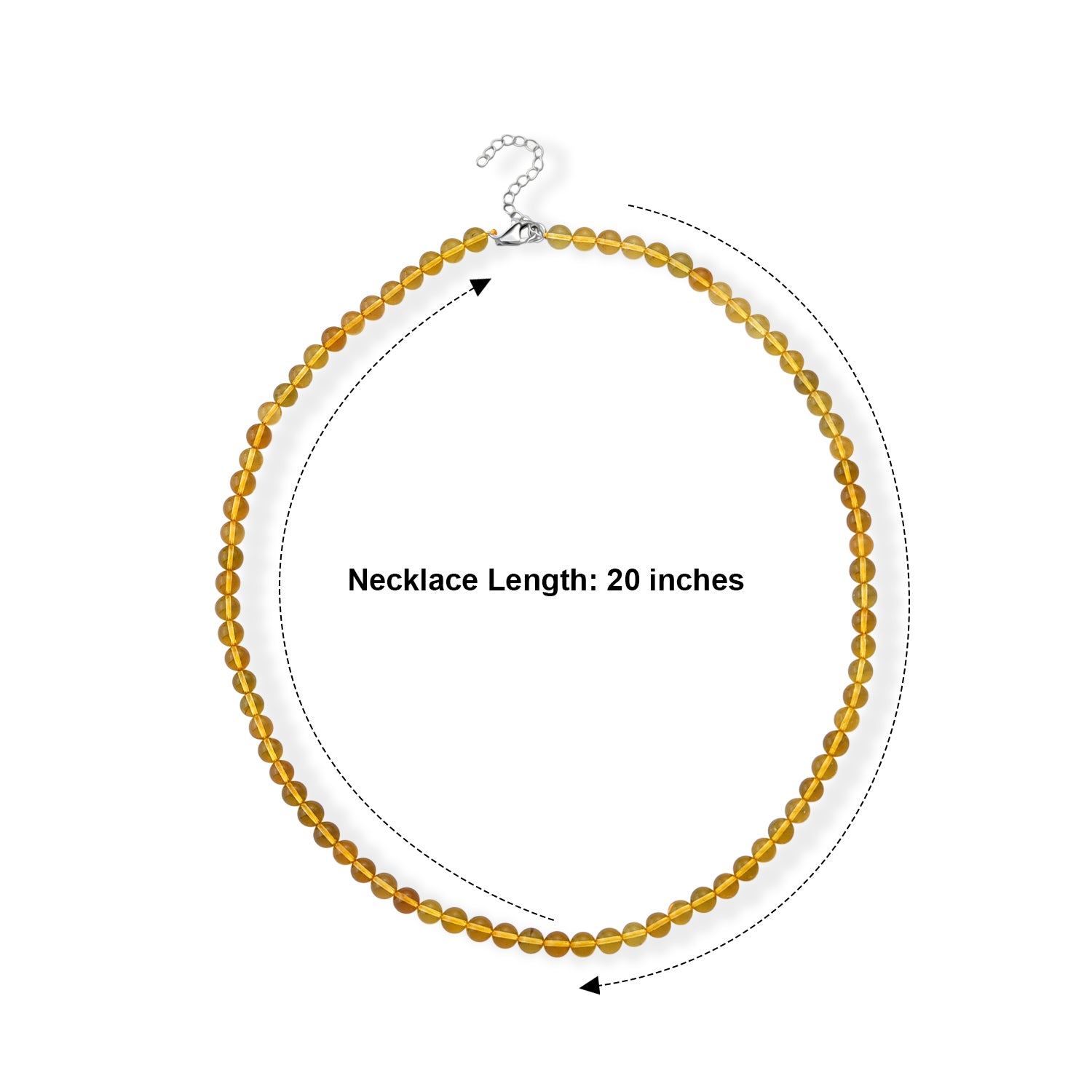 D'Joy - Amber Adjustable Beads Necklace (Size - 20+2 Ext) in Rhodium Overlay Sterling Silver 55.00 Ct. 8679391 3