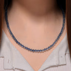 D'Joy - Santamaria Aquamarine Beads Necklace (Size - 20+2 Ext) in Rhodium Overlay Sterling Silver 102.00 Ct._8679392_1