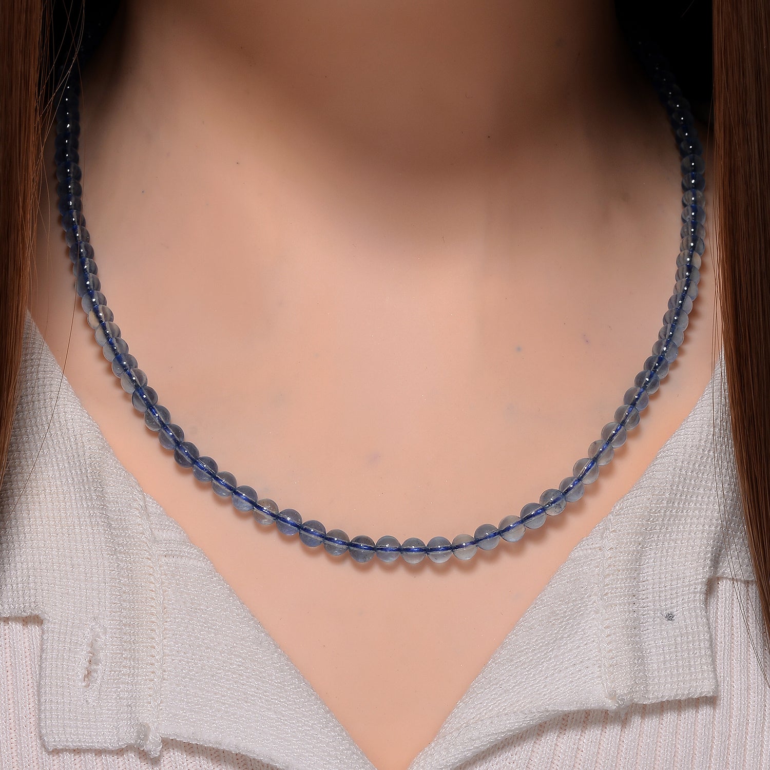 D'Joy - Santamaria Aquamarine Beads Necklace (Size - 20-2 Ext) in Rhodium Overlay Sterling Silver 102.00 Ct. 8679392 1