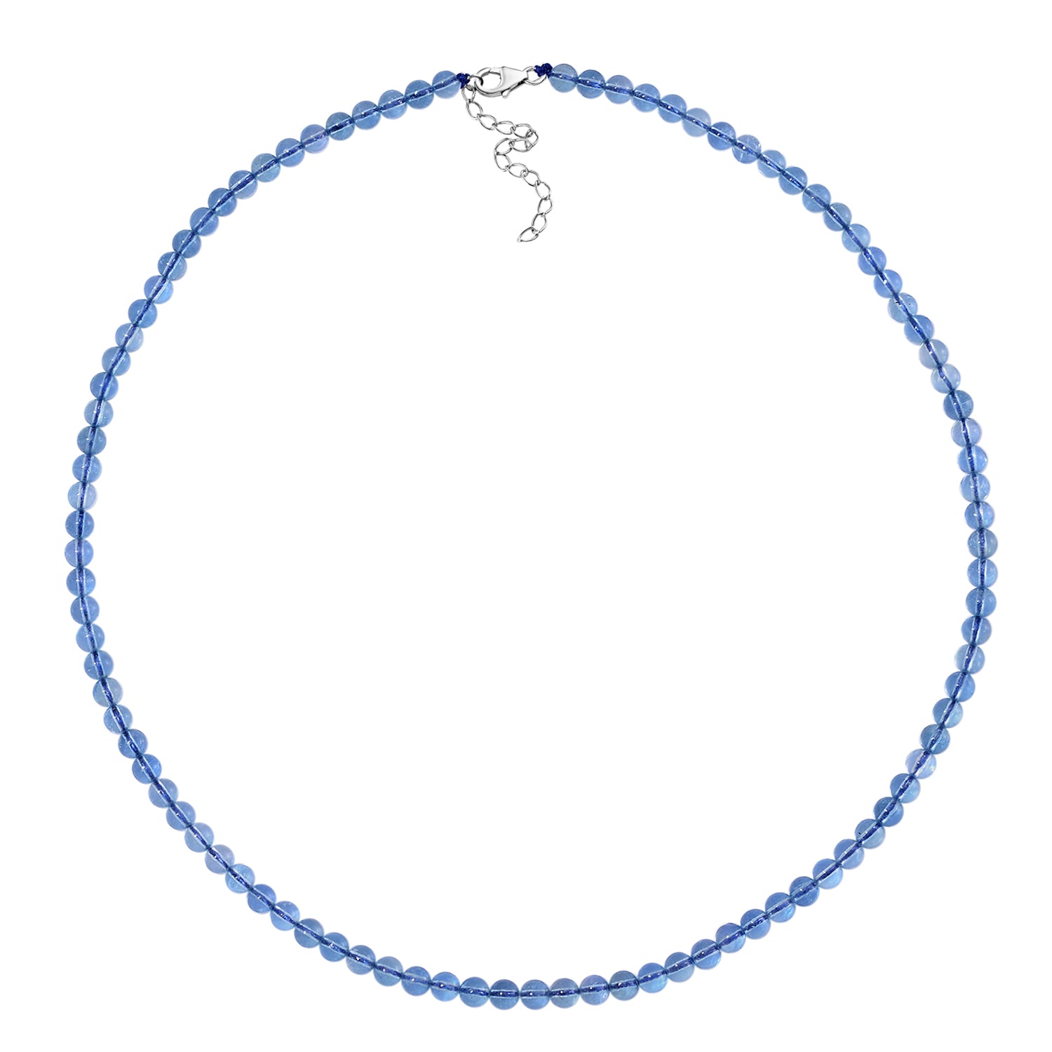D'Joy - Santamaria Aquamarine Beads Necklace (Size - 20-2 Ext) in Rhodium Overlay Sterling Silver 102.00 Ct. 8679392 2