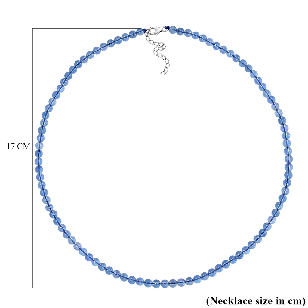 D'Joy - Santamaria Aquamarine Beads Necklace (Size - 20+2 Ext) in Rhodium Overlay Sterling Silver 102.00 Ct._8679392_5