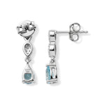 D'Joy - Blue Zircon & White Zircon Dangling Earring with Push Post in Rhodium Overlay Sterling Silver 1.50 Ct._8679402_3