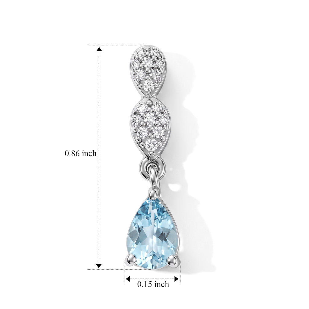 D'Joy - Blue Zircon & White Zircon Dangling Earring with Push Post in Rhodium Overlay Sterling Silver 1.50 Ct._8679402_4