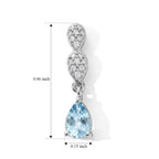 D'Joy - Blue Zircon & White Zircon Dangling Earring with Push Post in Rhodium Overlay Sterling Silver 1.50 Ct._8679402_4