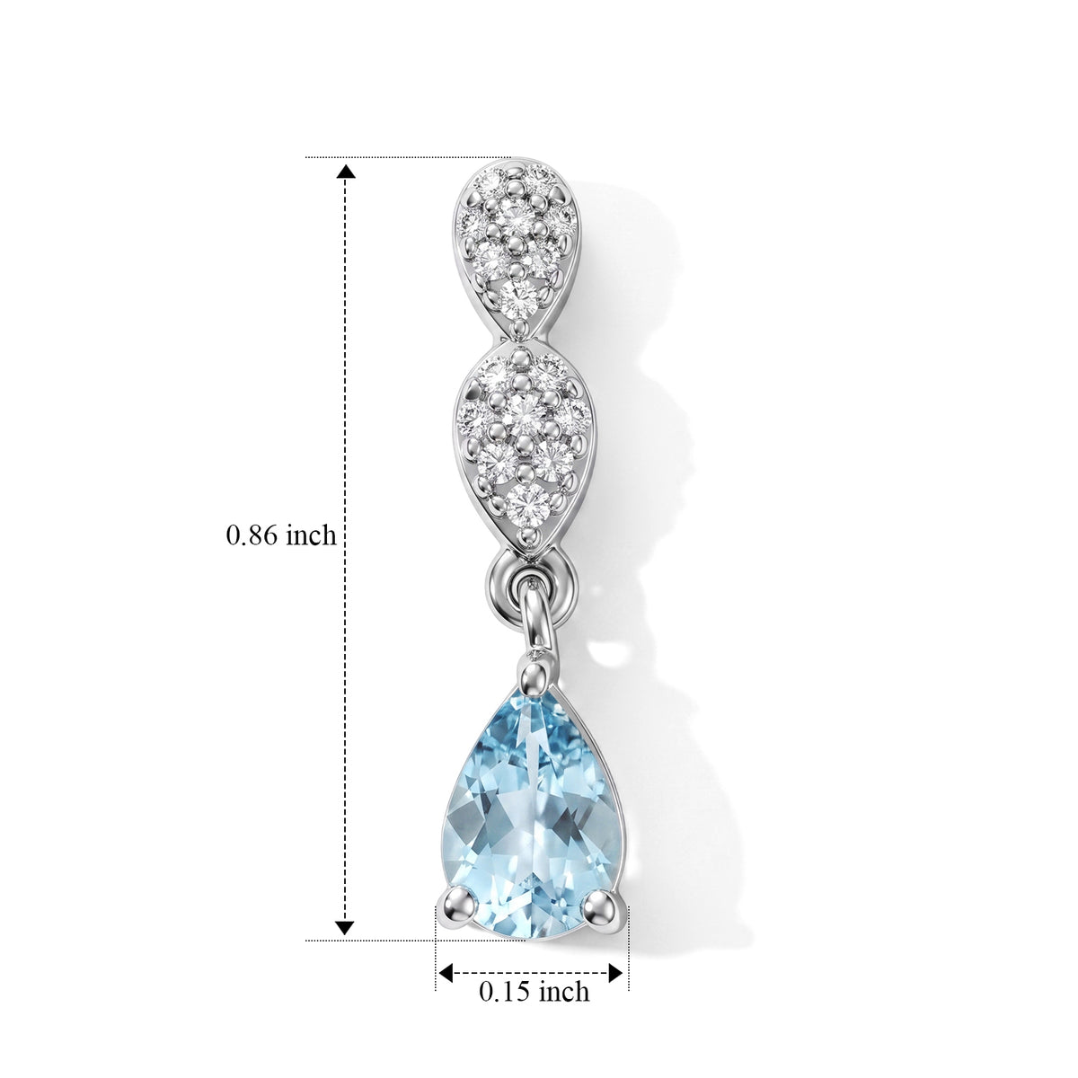 D'Joy - AAA Ratanakiri Blue Zircon &amp; White Zircon Dangling Earring with Push Post in Rhodium Overlay Sterling Silver 1.50 Ct. V32512981 5