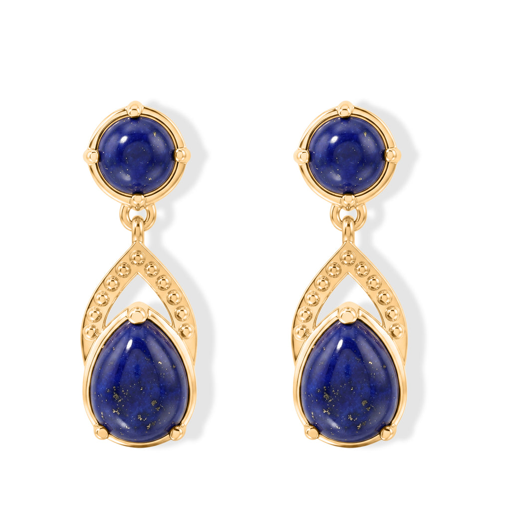 EverTrue - Lapis Lazuli Dangling Earring with Push Post in Yellow Gold Tone 5.30 Ct._8680724