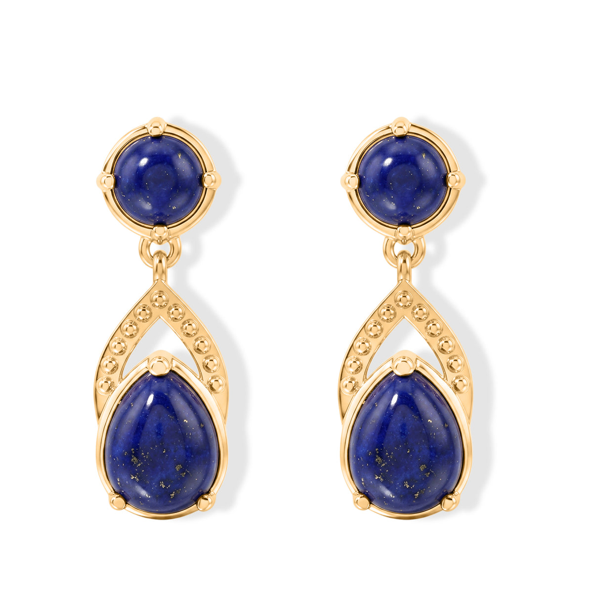 EverTrue - Lapis Lazuli Dangling Earring with Push Post in Yellow Gold Tone 5.30 Ct. V32515101 0
