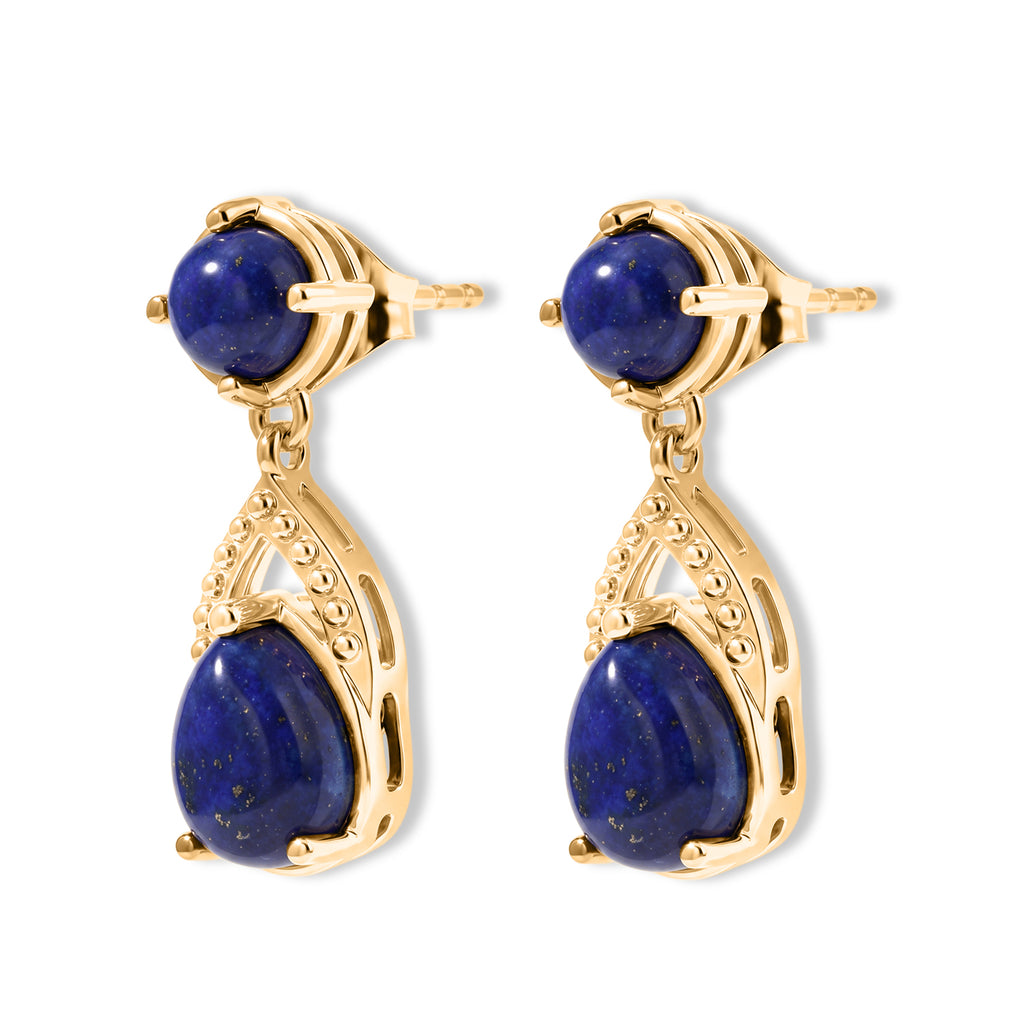 EverTrue - Lapis Lazuli Dangling Earring with Push Post in Yellow Gold Tone 5.30 Ct._8680724_3