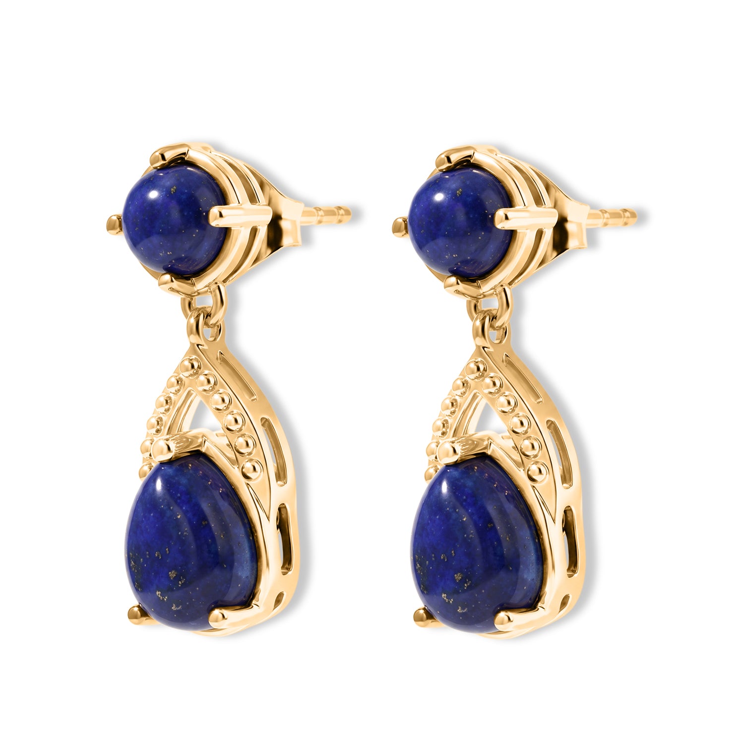 EverTrue - Lapis Lazuli Dangling Earring with Push Post in Yellow Gold Tone 5.30 Ct. V32515101 4