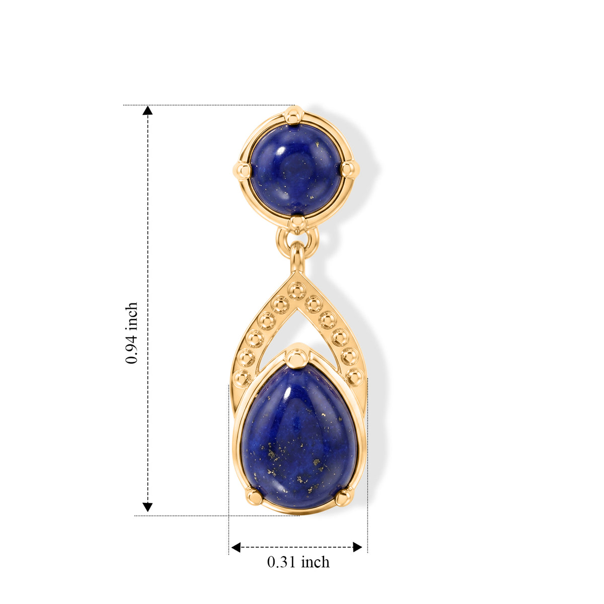 EverTrue - Lapis Lazuli Dangling Earring with Push Post in Yellow Gold Tone 5.30 Ct. V32515101 5