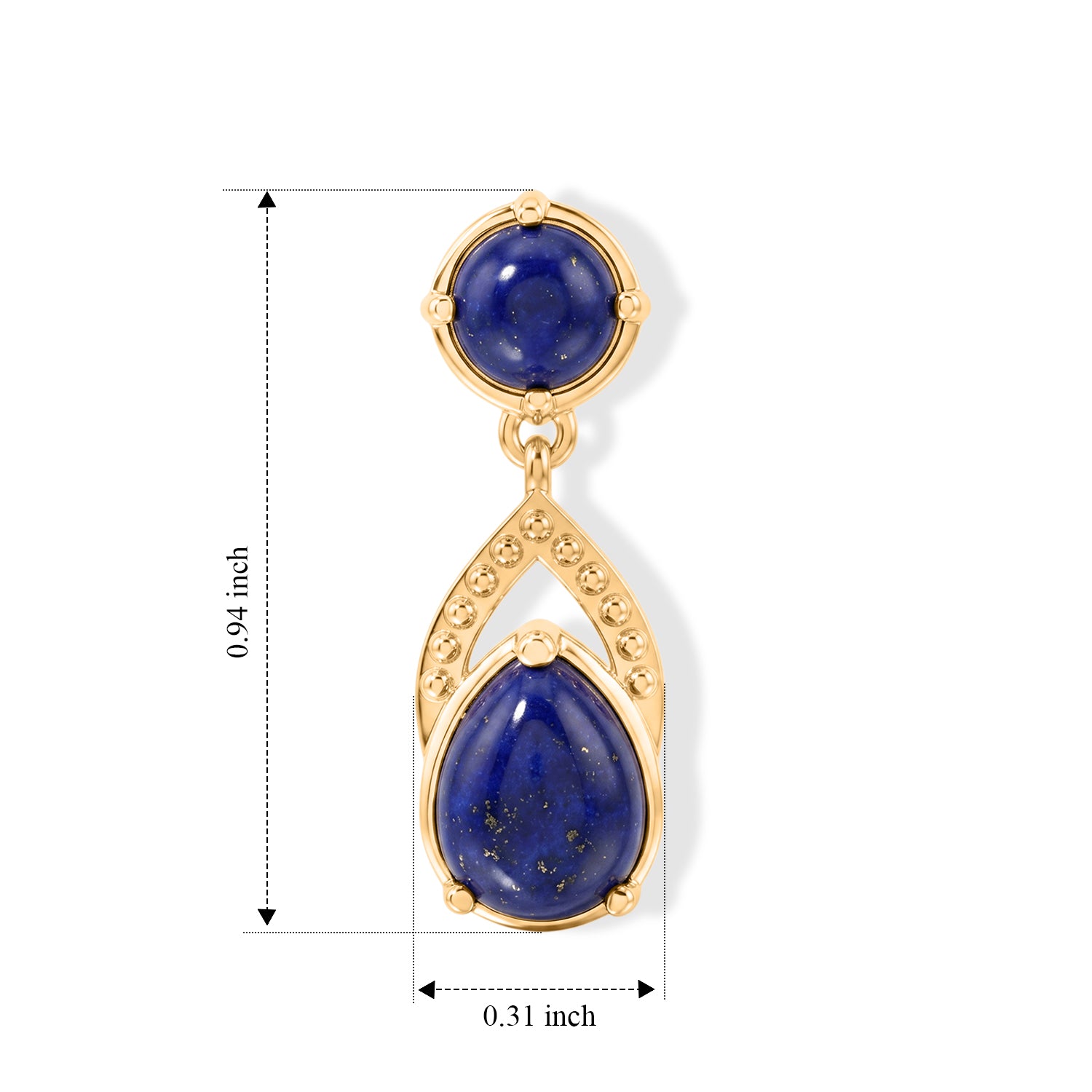 EverTrue - Lapis Lazuli Dangling Earring with Push Post in Yellow Gold Tone 5.30 Ct. V32515101 5