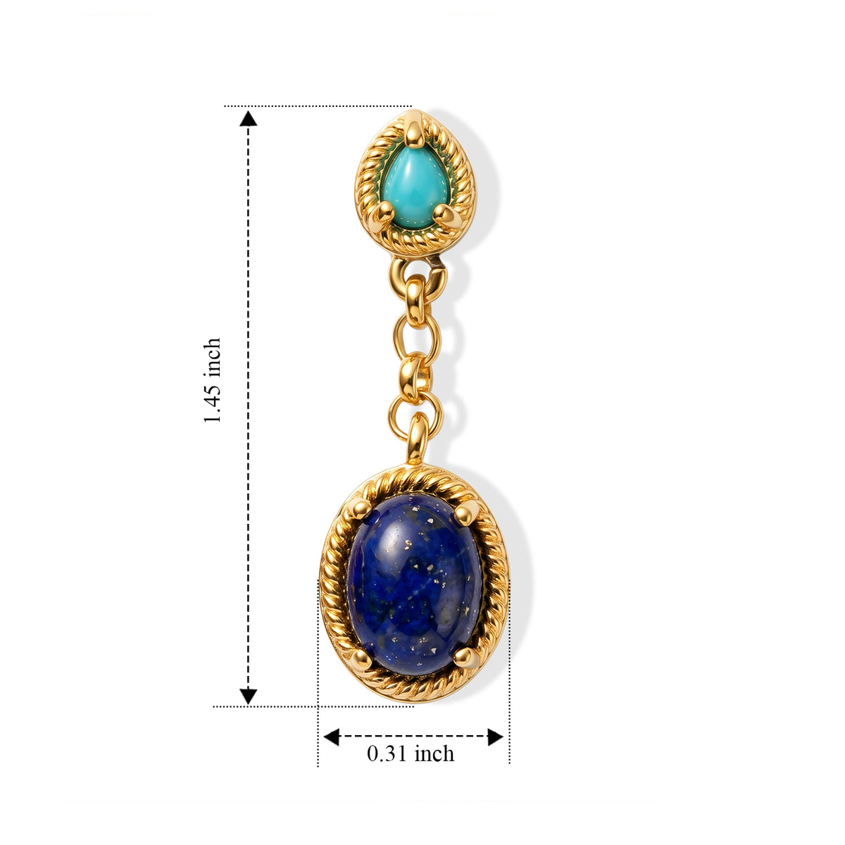 EverTrue - Lapis Lazuli &amp; Sleeping Beauty Turquoise Dangling Earring with Push Post in Yellow Gold Tone 3.86 Ct. V32565750 5