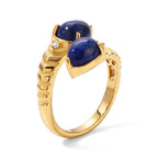 EverTrue - Lapis Lazuli & White Zircon Bypass Ring in Yellow Gold Tone 4.53 Ct._8680753_3