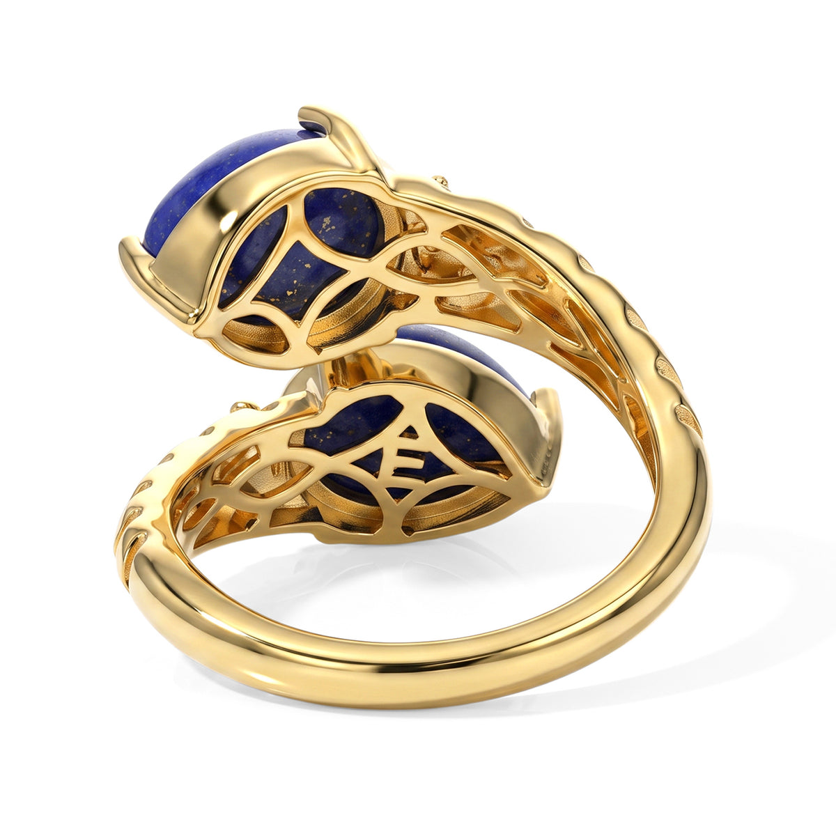 EverTrue - Lapis Lazuli &amp; White Zircon Bypass Ring in Yellow Gold Tone 4.53 Ct. V32514511 5