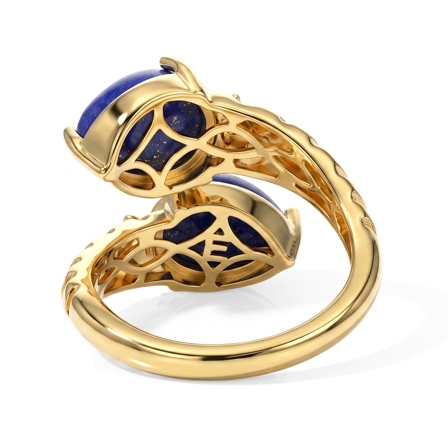 EverTrue - Lapis Lazuli &amp; White Zircon Bypass Ring in Yellow Gold Tone 4.53 Ct. V32514511 5
