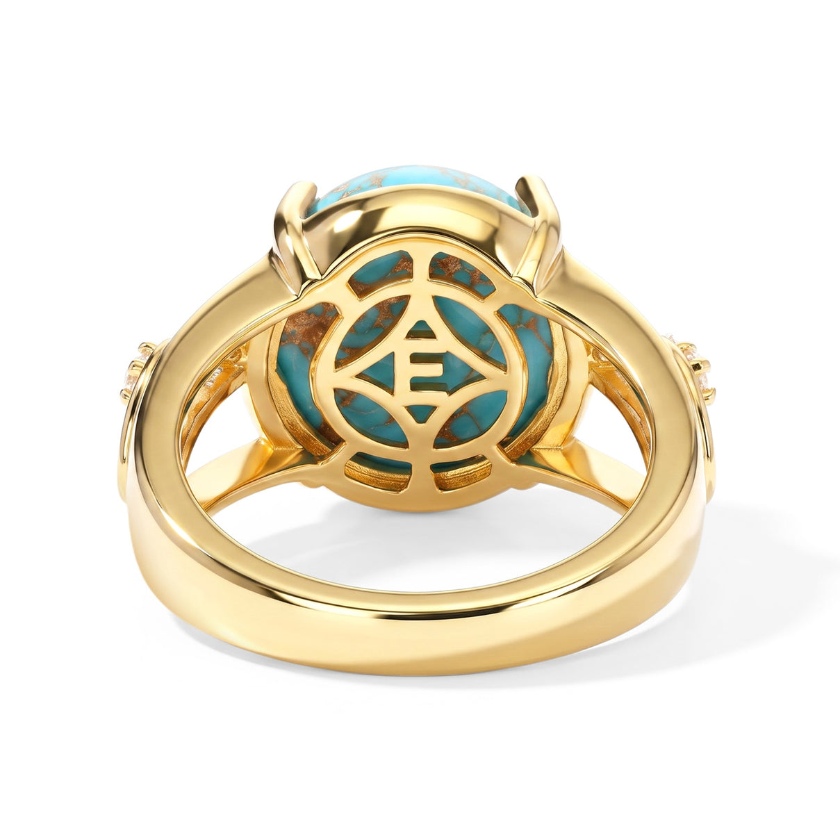 EverTrue - Blue Turquoise &amp; White Zircon Solitaire Ring in Yellow Gold Tone 6.16 Ct. 8680756 5