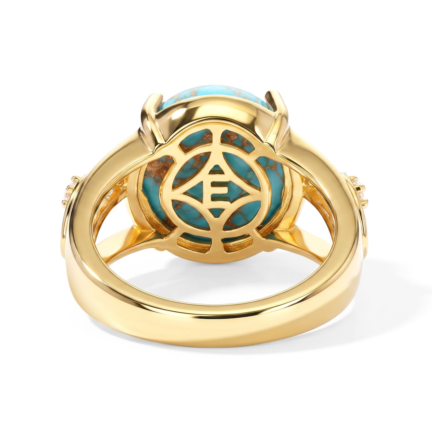 EverTrue - Blue Turquoise &amp; White Zircon Solitaire Ring in Yellow Gold Tone 6.16 Ct. 8680756 5