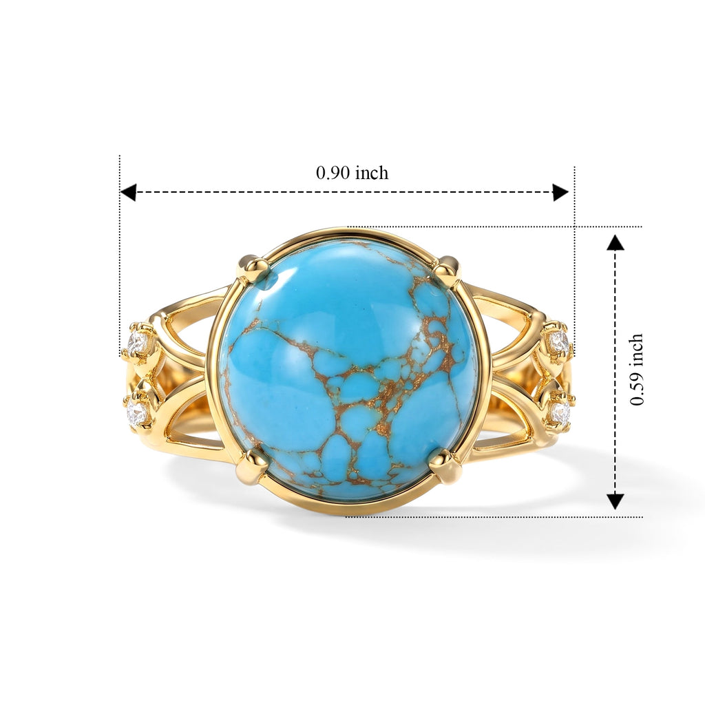 EverTrue Blue Turquoise, White Zircon Solitaire Ring Pure Yellow Brass  6.163  Ct._8680756_5