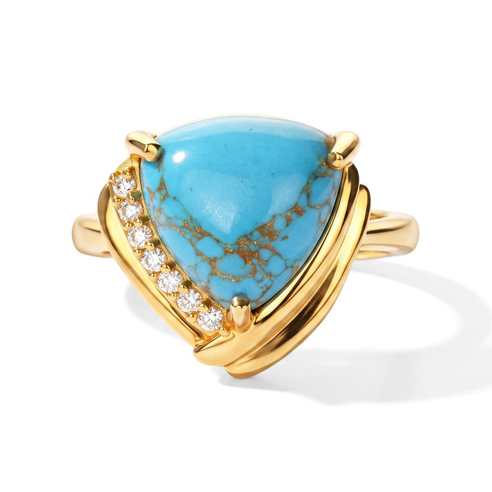 EverTrue - Blue Turquoise &amp; White Zircon Ring in Yellow Gold Tone 5.00 Ct. 8680805 1