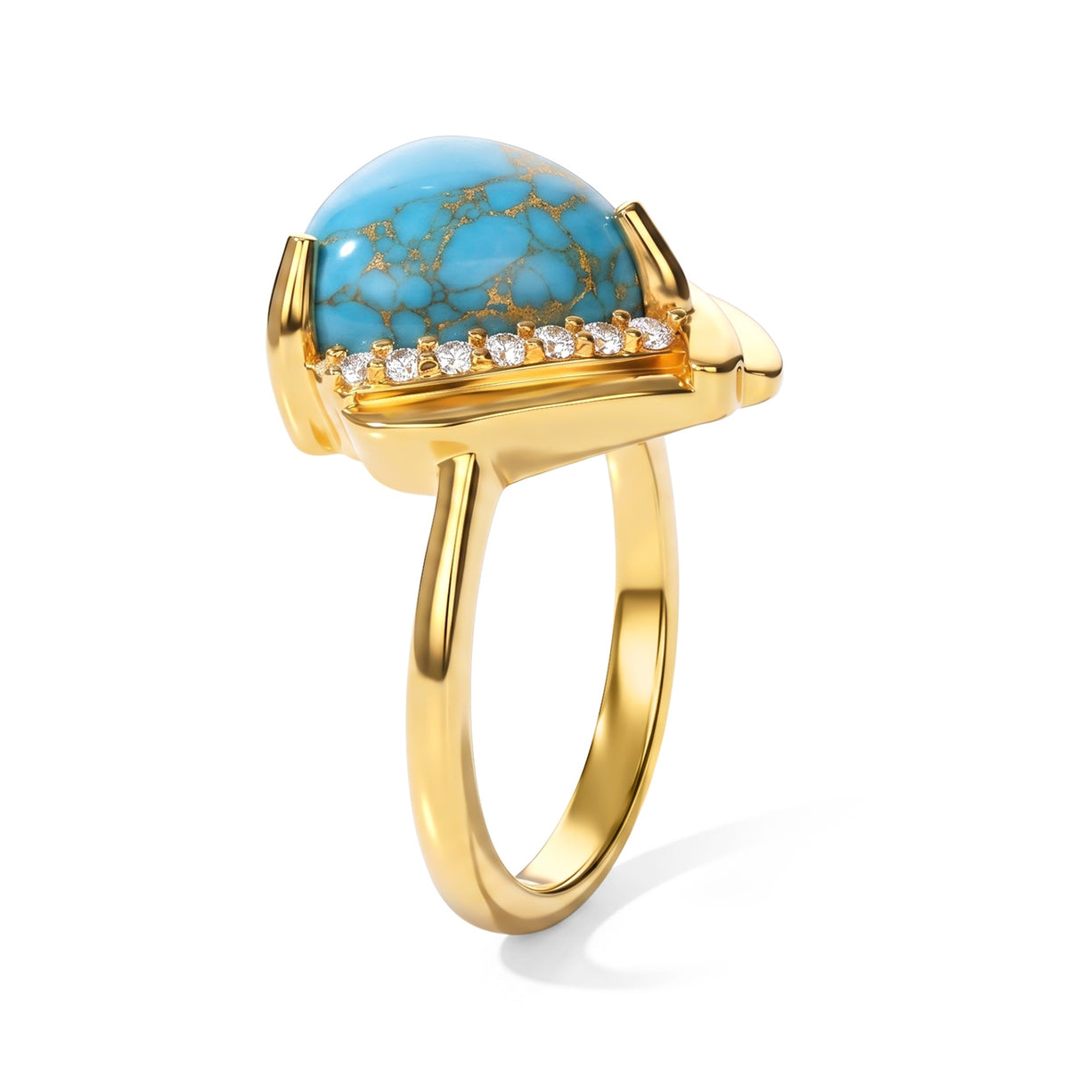 EverTrue - Blue Turquoise &amp; White Zircon Ring in Yellow Gold Tone 5.00 Ct. 8680805 4