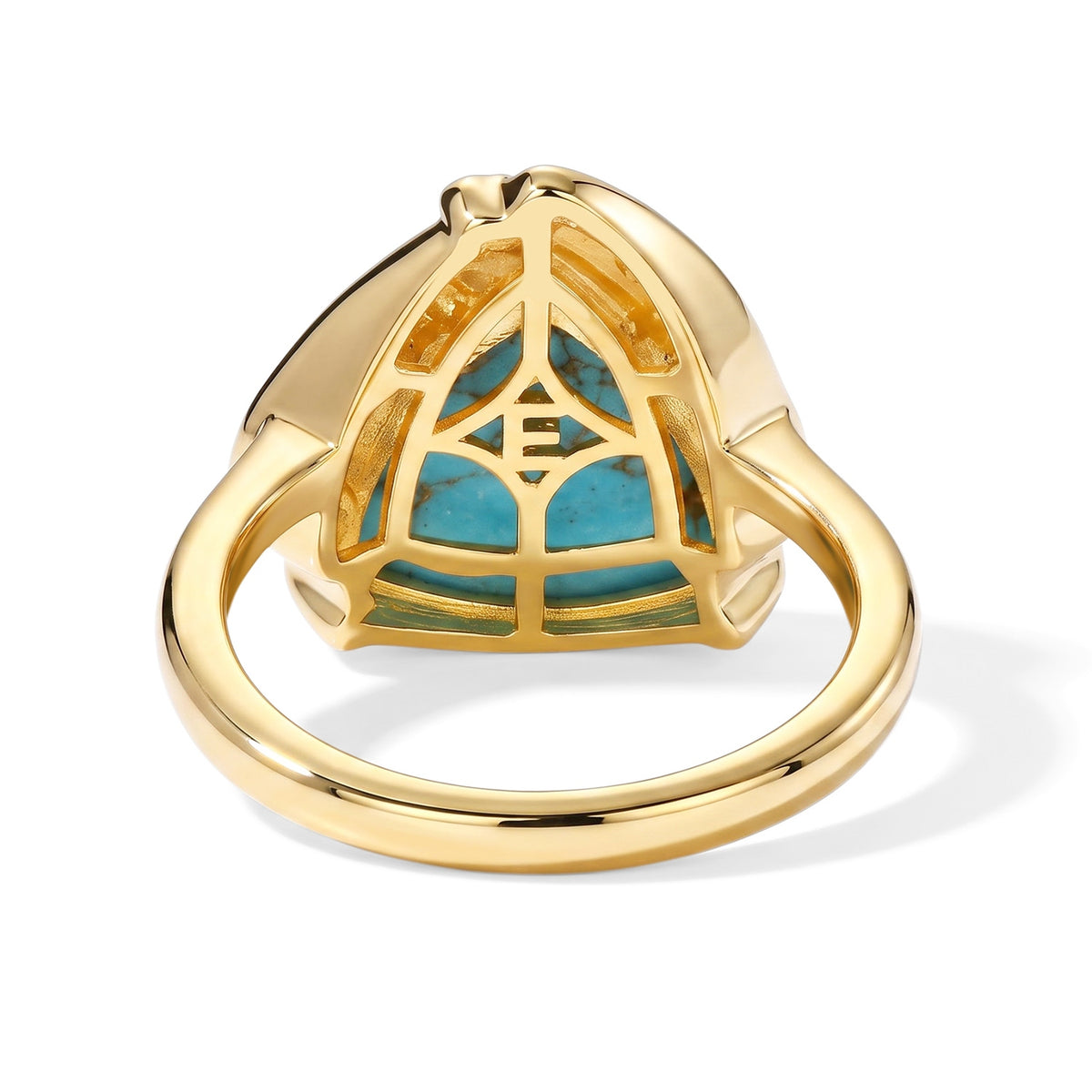 EverTrue - Blue Turquoise &amp; White Zircon Ring in Yellow Gold Tone 5.00 Ct. 8680805 5