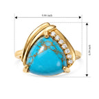 EverTrue Blue Turquoise, White Zircon Solitaire Ring Pure Yellow Brass  5.019  Ct._8680805_5