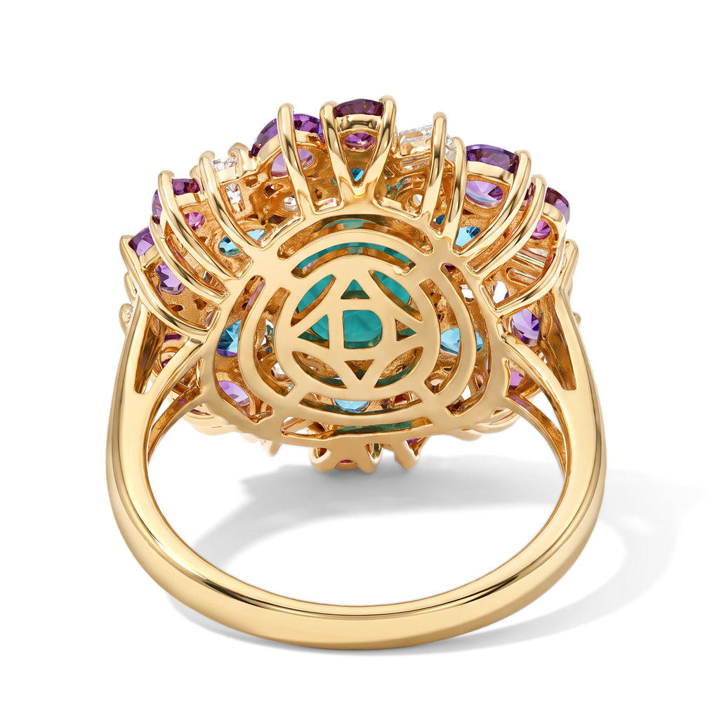 D'Joy Blue Turquoise, Multi Gemstones Ring in 18K YG VermeilSterling Silver  5.020  Ct._8681043_4