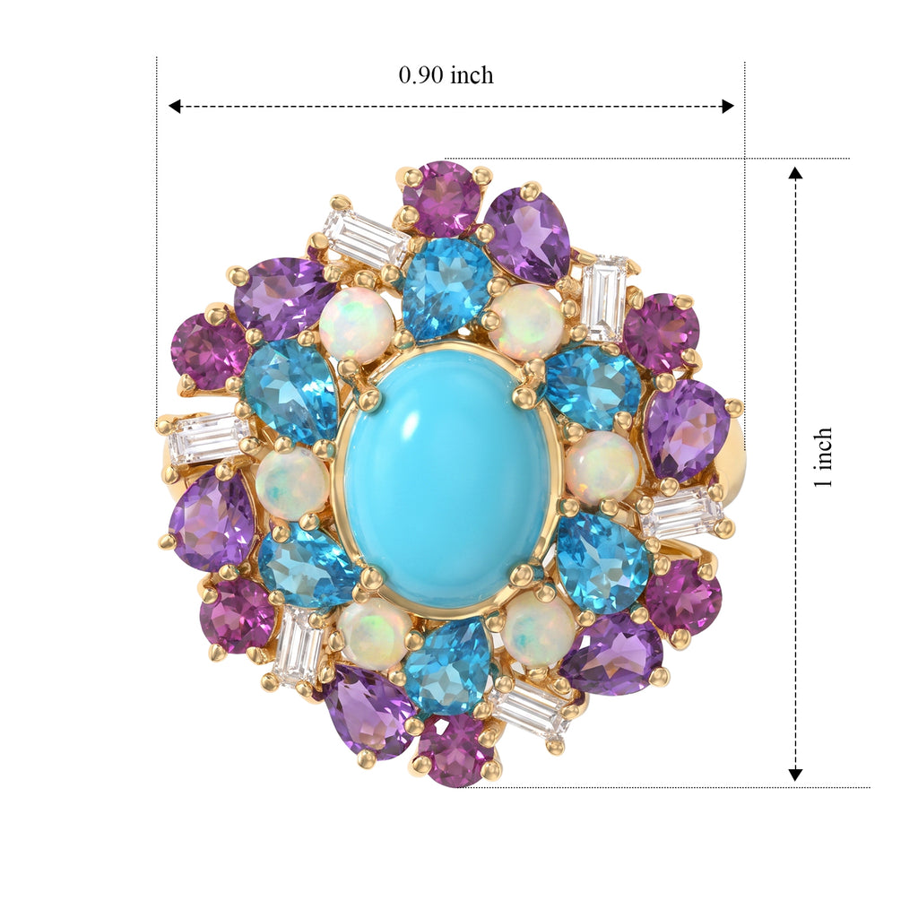 D'Joy Blue Turquoise, Multi Gemstones Ring in 18K YG VermeilSterling Silver  5.020  Ct._8681043_5