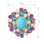 D'Joy Blue Turquoise, Multi Gemstones Ring in 18K YG VermeilSterling Silver  5.020  Ct._8681043_5