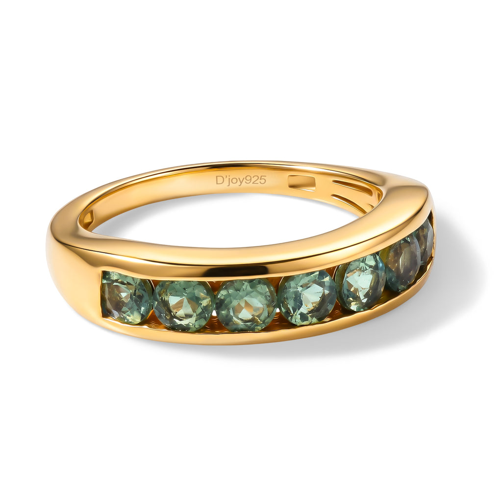 D'Joy - Natural Green Apatite 7 Stone Ring in Yellow Gold Plated Sterling Silver 1.45 Ct._8681231